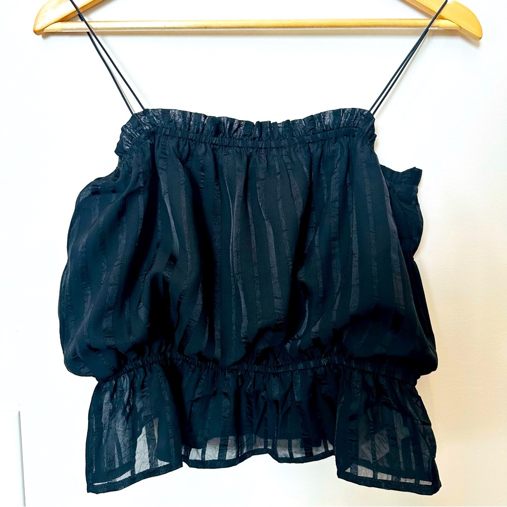 Hyde Black Striped Ruffles Crop Top